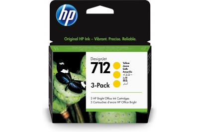 HP 712 29 ml inktcartridge voor DesignJet, geel, 3-pack