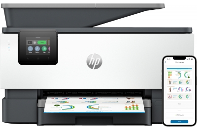 HP OfficeJet Pro 9120b All-in-One Printer, Color, Printer for Home and home office, Print, copy, scan, fax, Wireless; Two-sided printing; Two-sided scanning; Scan to email; Scan to pdf; Fax; Front USB flash drive port; Touchscreen; Print from phone or tab