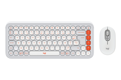 Logitech 920-013110 toetsenbord Inclusief muis Universeel Bluetooth AZERTY Frans Oranje, Wit