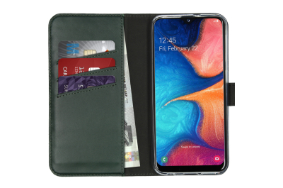 Selencia Echt Lederen Bookcase Samsung Galaxy A20e - Groen