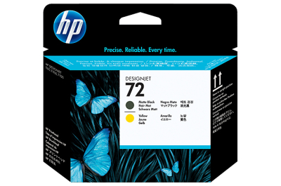 HP 72 skrivehode, matt svart og gul inktcartridge 1 stuk(s) Mat Zwart, Geel