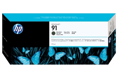 HP 91 775 ml pigmentinktcartridges voor DesignJet, matzwart