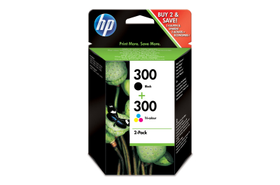 HP 300 pack de 2 cartouches d'encre noir/trois couleurs authentiques