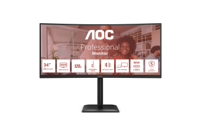 AOC E4 CU34E4CV computer monitor 86,4 cm (34") 3440 x 1440 Pixels UltraWide Quad HD LCD Zwart