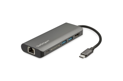 StarTech.com USB C Multiport Adapter - USB-C Travel Dock to 4K HDMI, 3x USB 3.0 Hub, SD/SDHC, GbE, 60W PD 3.0 Pass-Through - USB Type-C/Thunderbolt 3 - Replaces DKT30CSDHPD