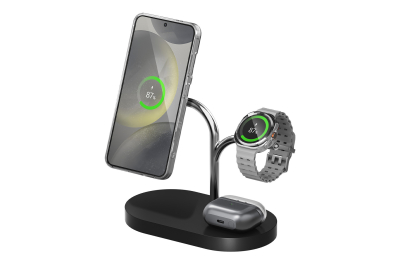 Samsung GP-PWU024WIABW oplader voor mobiele apparatuur Headset, Smartphone, Smartwatch Zwart, Zilver USB Draadloos opladen Binnen