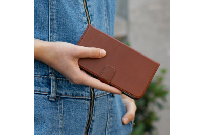 Selencia Echt Lederen Bookcase iPhone Xr - Bruin
