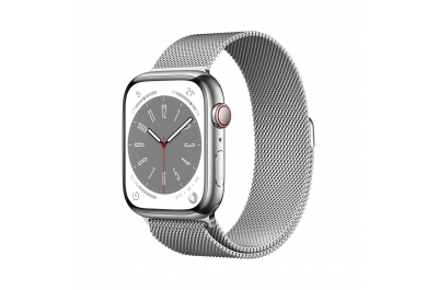 APPLE Watch Series 8 GPS + Cellular 45mm Silver Stainless Steel Case with Silver Milanese Loop