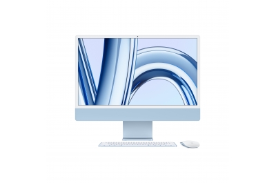 Apple iMac Apple M M3 59,7 cm (23.5") 4480 x 2520 pixels 8 Go 256 Go SSD PC All-in-One macOS Sonoma Wi-Fi 6E (802.11ax) Bleu