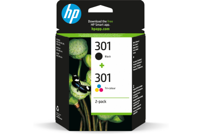 HP 301 originele zwarte/drie-kleuren inktcartridges, 2-pack