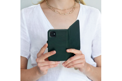 Selencia Echt Lederen Bookcase Huawei P30 Lite - Groen