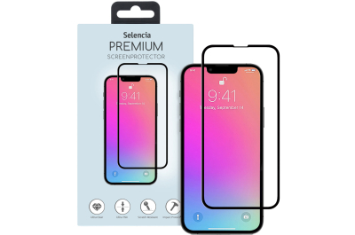 Selencia Gehard Glas Premium Screenprotector iPhone 13 / 13 Pro / 14 - Zwart