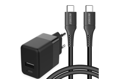 Accezz Wall Charger met USB-C naar USB-C kabel - Oplader - 20 Watt - 1 meter - Zwart