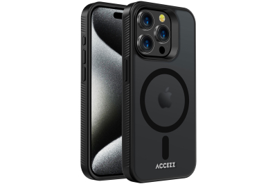 Accezz Rugged Frosted Backcover met MagSafe iPhone 15 Pro - Zwart