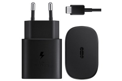 Samsung Originele USB-C naar USB-C kabel - 1 meter - 25 Watt - Zwart + Originele Fast Charging Adapter USB-C Oplader - In Fabrieksverpakking - 25 Watt - Zwart