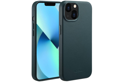 Accezz MagSafe Leather Backcover iPhone 13 - Donkergroen
