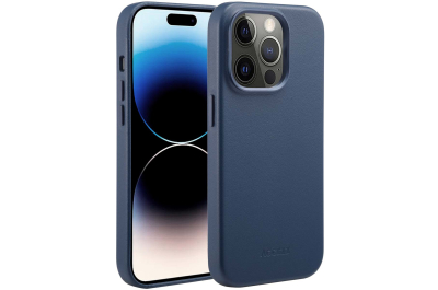 Accezz MagSafe Leather Backcover iPhone 14 Pro - Donkerblauw