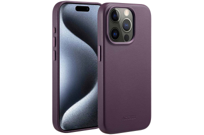 Accezz MagSafe Leather Backcover iPhone 15 Pro - Paars