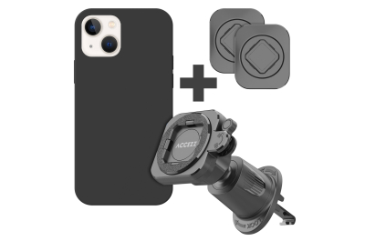 Accezz EasyLock telefoonhouder auto - inclusief hoesje iPhone 13 - Ventilatierooster - 360 graden draaibaar - Zwart