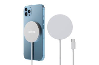 Accezz Wireless Charger USB-C - MagSafe en Qi2 Draadloze Oplader - 1 meter - Wit