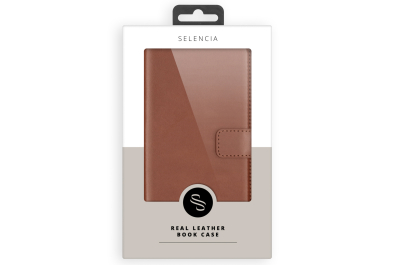 Selencia Echt Lederen Bookcase Apple iPhone 16e - Lichtbruin