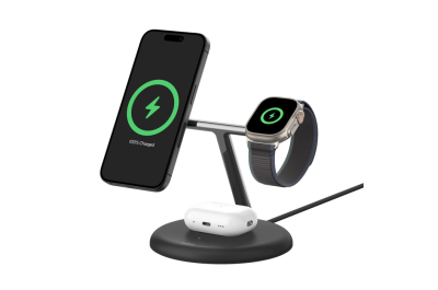 Belkin WIZ023VFBK oplader voor mobiele apparatuur Hoofdtelefoons, Smartphone, Smartwatch Zwart USB Draadloos opladen Binnen