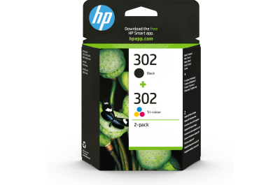 HP 302 originele zwarte/drie-kleuren inktcartridges, 2-pack