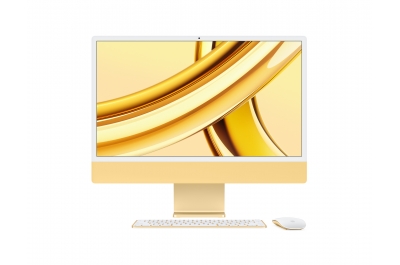 Apple iMac Apple M M3 59,7 cm (23.5") 4480 x 2520 pixels 8 Go 512 Go SSD PC All-in-One macOS Sonoma Wi-Fi 6E (802.11ax) Jaune